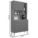 Ver imagem 4 de Armário de Cozinha com Balcão Star 6 Portas 1 Gaveta com Vidro Nogueira/off White - Pnr Móveis