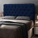Ver imagem 6 de Cabeceira Cama Box Casal Queen Size Lylla 160cm Capitonê com Frame Veludo Azul Marinho - Abmaza