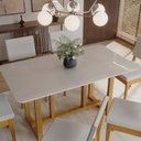 Ver mais imagens de Conjunto Sala de Jantar 6 Lugares Retangular com Tampo de Vidro Mesa Filadélfia Cadeiras Miami Marrom/Cerejeira/Off White/Cinza