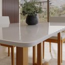 Ver imagem 7 de Conjunto Sala de Jantar 6 Lugares Retangular com Tampo de Vidro Mesa Filadélfia Cadeiras Miami Marrom/Cerejeira/Off White/Cinza