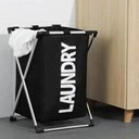 Ver imagem 2 de Cesto Roupa Suja Cromado Desmontavel Organizador Lavanderia