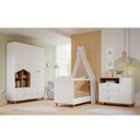 Ver imagem 1 de Quarto de Bebê Berço e Cômoda 3 Gavetas 1 Porta e Guarda-roupa 4 Portas 4 Gavetas Happy Espresso Móv