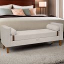 Ver imagem 2 de Recamier Sapateira Baú Pietro Casal 140cm Bouclê - Sofa Store:bouclê Bege Marfim