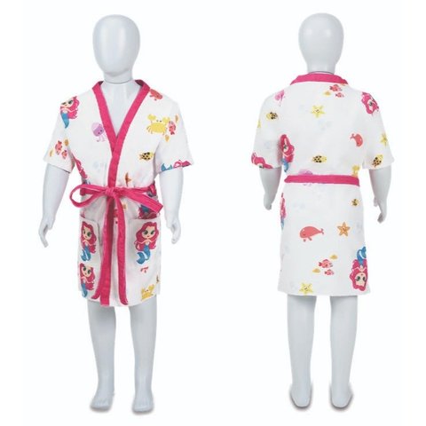 Roupão de Banho Infantil de 4 a 10 Anos Sereia - P - 4 a 6 Anos