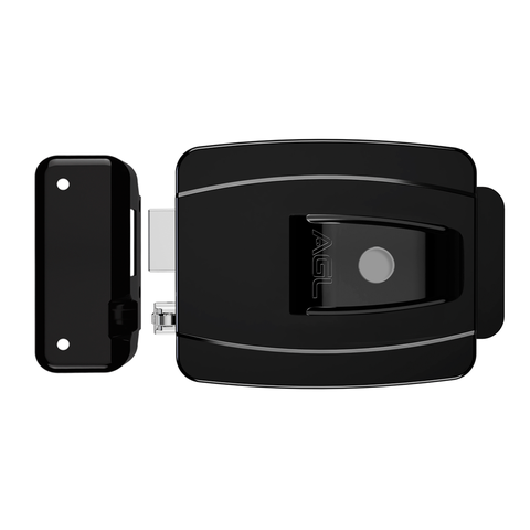 Fechadura AL100R 42mm com botão 12v tetra preta AGL