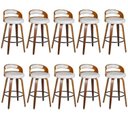 Ver imagem 1 de Kit 10 Banquetas para Cozinha Altas Giratórias Madeira Roma Rivatti Branco