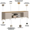Ver imagem 5 de Rack para Sala com Painel para Tv 70 Pol Elysia L05 Tauari Off White Fosco - Lyam Decor