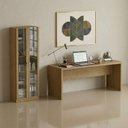Ver imagem 1 de Conjunto de Escritório 2 Peças com Escrivaninha ME4185 e Armário ME4115 com 2 Portas de Vidro