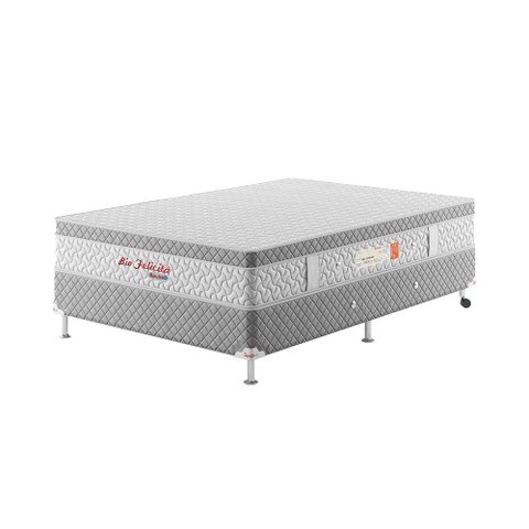 Cama Box Casal Bio Felicitá Spubio Incofal Cinza 138x188x57cm