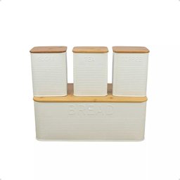 Conjunto Porta Pão Bambu 3 Potes White Bh23353 - 1