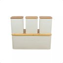 Ver imagem 1 de Conjunto Porta Pão Bambu 3 Potes White Bh23353