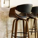 Ver imagem 3 de Kit 5 Banqueta para Cozinha Giratória Base de Madeira com Apoio Nicole Preto