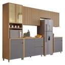 Ver imagem 3 de Cozinha Modulada 6 Peças com 3 Armários Aéreos Ripado 2 Balcões 1 Paneleiro 100% MDF Mista