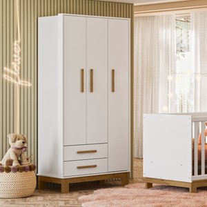 Guarda Roupa Roupeiro Infantil Qencanto Slim 4340 Qmovi Branco Acetinado