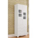 Ver imagem 1 de Guarda-Roupa Infantil 61cm 2 Portas 3 Gavetas com Janelas e Pés Mimo 100% MDF Espresso Móveis Branco/Brilho