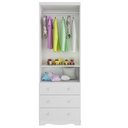Ver imagem 3 de Guarda-Roupa Infantil 61cm 2 Portas 3 Gavetas com Janelas e Pés Mimo 100% MDF Espresso Móveis Branco/Brilho