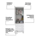 Ver imagem 5 de Guarda-Roupa Infantil 61cm 2 Portas 3 Gavetas com Janelas e Pés Mimo 100% MDF Espresso Móveis