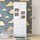 Ver imagem 6 de Guarda-Roupa Bebê 2 Portas 3 Gavetas com Janelas e Pés Mimo 100% MDF Espresso Móveis Branco