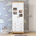 Ver imagem 6 de Guarda-Roupa Bebê 2 Portas 3 Gavetas com Janelas e Pés Mimo 100% MDF Espresso Móveis Amêndoa/Branco