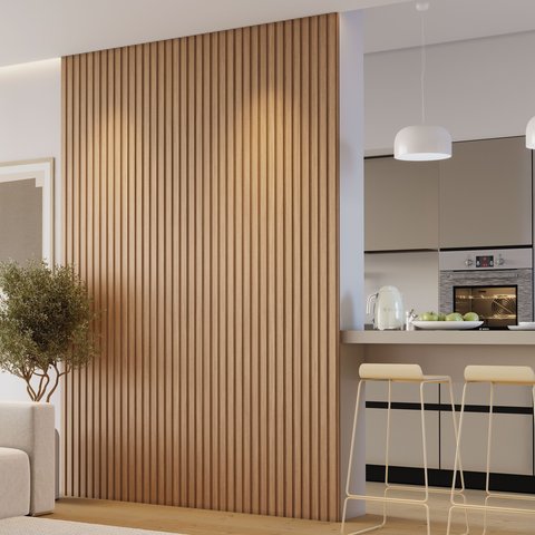 Kit 3 Placas de Painel Ripado Milão 250cm x 58cm x 3,3mm (Rende 4,35m²) Ecorevest Marrom/Itapuã