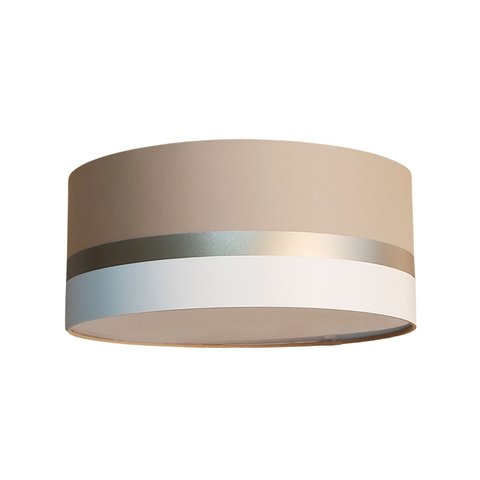 Luminária Plafon Cáqui Faixas Bronze Cúpula 30x15 Tom Luz