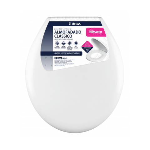 Assento Sanitario Almofadado Oval Branco Atlas