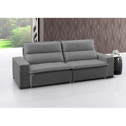 Sofá Retrátil e Reclinável 3 Lugares Linho Supreme 200cm Cinza Grafite