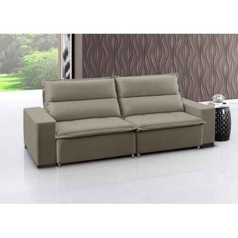Sofá Retrátil e Reclinável 3 Lugares Veludo Supreme 220cm Marrom Castor