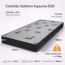 Ver imagem 3 de Colchão Solteiro Espuma D20 Liso 188x78x8cm Antialérgico