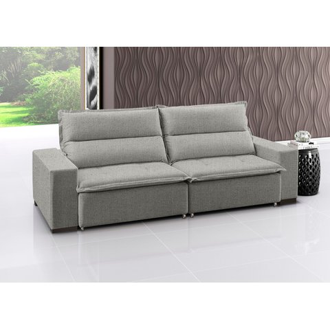 Sofá Retrátil e Reclinável 3 Lugares Linho Supreme 220cm Cinza