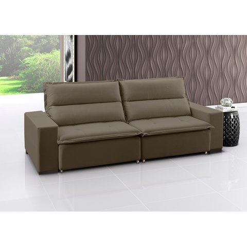 Sofá Retrátil e Reclinável 4 Lugares Veludo Supreme 240cm Marrom