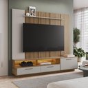 Ver imagem 1 de Rack com Painel para TV até 75 Polegadas e LED 1 Porta 2 Gavetas Multimóveis Crart-RCP003 - Mel/