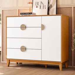 Cômoda Sapateira Ipê 1 Porta e 4 Gavetas Cinamomo/branco - Móveis Albatroz - 2