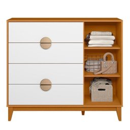 Cômoda Sapateira Ipê 1 Porta e 4 Gavetas Cinamomo/branco - Móveis Albatroz - 3