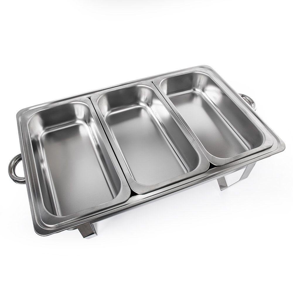 Rechaud Aço Inox Retangular 3 Cubas Gourmet Mix - 7