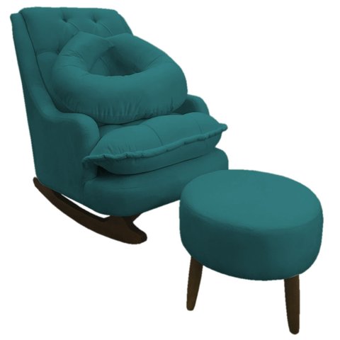 Kit Amamentação com Balanço Suede Azul Turquesa - Dominic Decor Lille