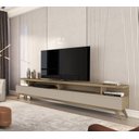 Ver imagem 1 de Rack para TV até 86 Polegadas MDF 217cm Pés em Madeira Maciça 2.2 com 3 Gavetas Vivare Wood