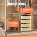 Ver imagem 6 de Guarda Roupas Casal 3 Portas de Correr Reflecta com LED 4 Gavetas Eva