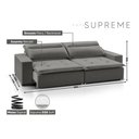 Ver imagem 3 de Sofá Retrátil e Reclinável 5 Lugares Linho com Molas Supreme 280cm Cinza