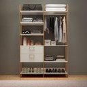 Ver imagem 1 de Guarda Roupa Closet Gavetas e Cabideiro Dalla Costa 100% Mdf Cor:off White com Freijó