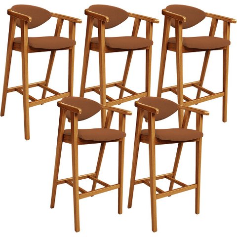 Kit 05 Banquetas Alta Cozinha Bancada Bar Sala de Jantar Fixa Cecília L02 Bouclê Terracota - Lyam De