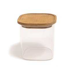 Pote 800ml de Vidro Empilhável com Tampa de Bambu Quadrado - 4