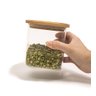 Pote 800ml de Vidro Empilhável com Tampa de Bambu Quadrado - 2