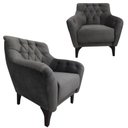 Ver imagem 2 de 02 Poltronas Decorativas em Veludo Cinza com Tachas e Pés de Madeira Maciça Shaula Harmônica Mó