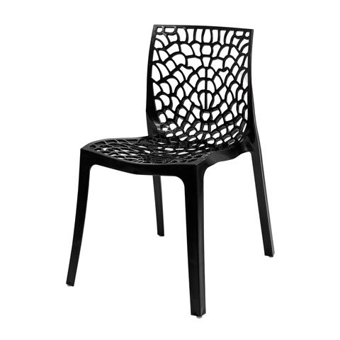 Cadeira Gruvyer Preta em Polipropileno Design e Estilo para Sala Cozinha e Área Gourmet
