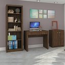 Ver imagem 2 de Kit para Escritório com Balcão Estante e Mesa com Gaveta Cor:nogal