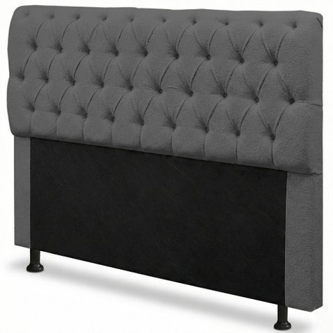 Cabeceira Cama Box Casal Padrão Sarah 140cm com Frame Bouclê Cinza Escuro - Desk Design