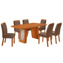Ver imagem 2 de Mesa de Jantar Carolina 180cm Tp MDF Laminado Canto Copo Base Detalhe Off White com 6 Cadeiras Carol