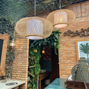 Ver imagem 1 de Lustre Luminária Pendente Circular Bambu Vazado Natural Rústico