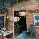 Ver imagem 6 de Lustre Luminária Pendente Circular Bambu Vazado Natural Rústico